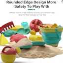 Sawaruita Beach Toys for Kids - Sand Toys Set Includes Collapsible Sand Bucket Shovel and Sand Rake Toy for Beach 12 PCS, Sandbox Toys Sandcastle Building Kit (A)