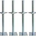 GaeaAuto 4 Pack Adjustable Leveling Jack Solid Screw Jacks with Base Plate for Baker-Style Scaffolding, Silver