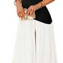 ChiaoLezhee Women's Maxi Tube Dress with Scarf Drop Waist Slit Formal Cocktail Party Wedding Guest Prom Gown, Flowy Elegant A Line Strapless Asymmetrical Summer Going Out, Black and White, Small