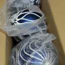 Lanpn 12 Pcs 4" Large Christmas Balls Ornaments, Outdoor Xmas Tree Hanging Decorations, Shatterproof Christmas Ball Ornament Set for Home Winter Holiday, Assorted Relief Pattern, Blue & White