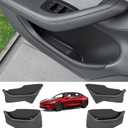 Door Side Organizer for Tesla Model 3 2026, Upgraded Soft Silicone Door Protector Slot Pockets Storage Box for Tesla Model 3 Highland 2024-2026, Black-4PCS
