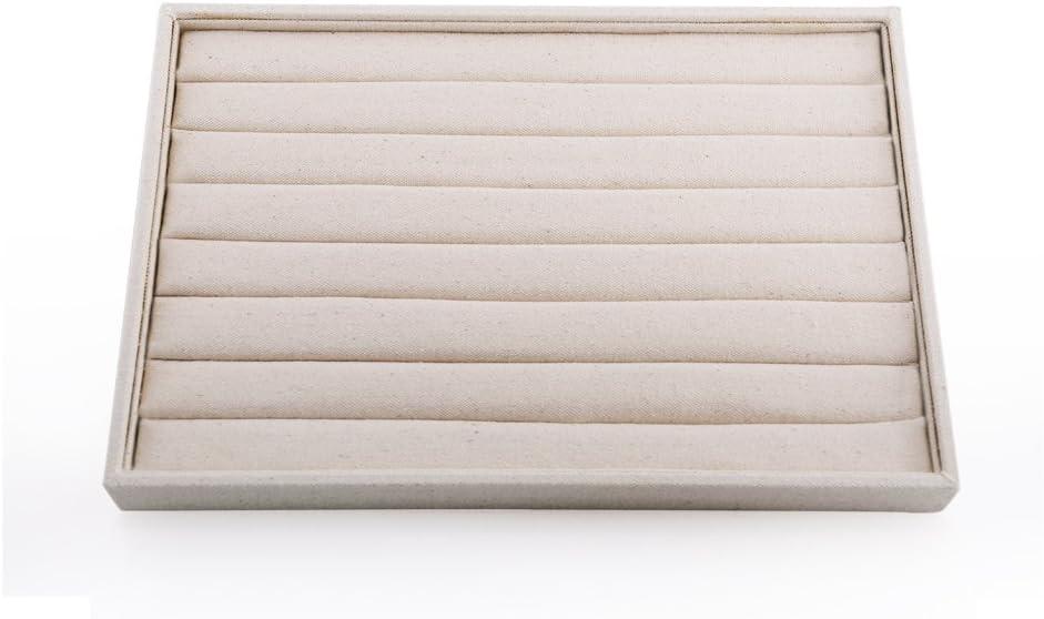 Oirlv Linen 7 Lines Ring Storage Tray Rings Showcase Display Organizer Plate