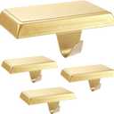 Komotu 4 Pcs Metal Christmas Stocking Holders for Mantle - Weighted Heavy Duty Stocking Hangers Hooks for Fireplace Table Window Xmas Holiday Decor (Gold)