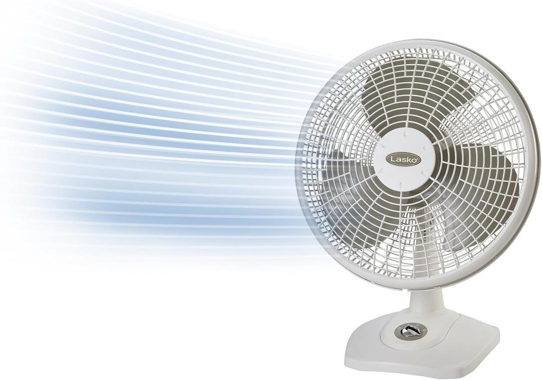 Lasko 16" Oscillating Portable Performance Table Fan for Home with 3 Speeds, Tilt-Back Fan Head, Carry Handle, White, 2506