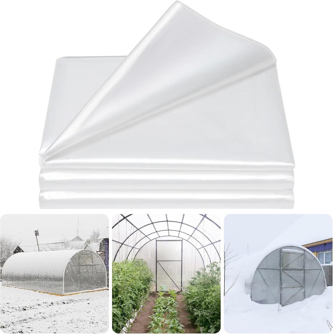 Legigo 8 x 26 Ft Clear Plastic Plant Covers Freeze Protection- 6 Mil Winter Greenhouse Plastic Sheeting for Frost Water Sun Wind Resistant, Plant Vegetable Blanket Covers for Cold Weather Garden Farm