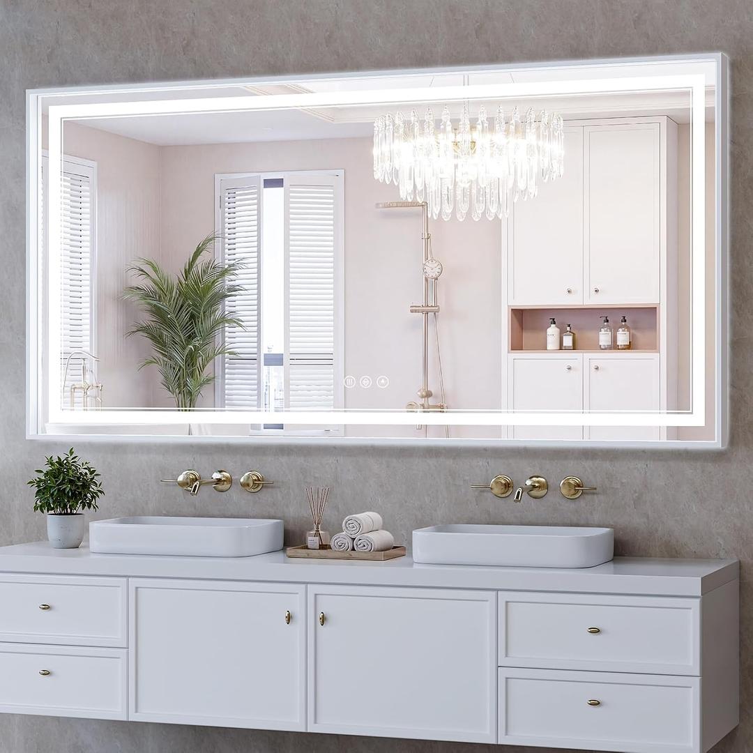 30"x60" LED Bathroom Mirror with Lights, Front & Backlit, Anti-Fog, Dimmable, 3 Color Temperature, CRI 90+, LED Mirror for Bathroom with Premium Full Aluminum Frame, Touch Control with Memory