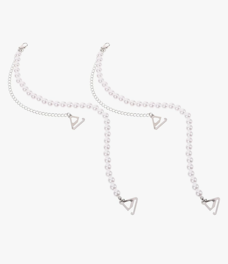 1 Pair Adjustable Straps Pearl Bra Straps Underwear Strings Invisible Non- Skid Bra Belt for Bra Tops Dress Accessories