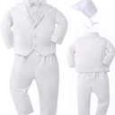 Booulfi Baptism Outfits for Boys Baby Boy Outfits Christening Gifts White Suits with Dress Shirt Pants (3-6 Months)