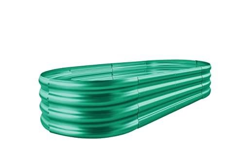 Land Guard Galvanized Raised Garden Bed Kit, Galvanized Planter Raised Garden Boxes Outdoor, Oval Large Metal Raised Garden Beds for Vegetables (2pcs) (Green) 4x2x1 ft