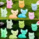 68 PCS Mini Resin Craft Luminous Cat Dark Glow Figurines DIY Garden Miniature Decor Landscape Cute Animals Dollhouse Terrarium Party Easter Christmas Rnament(Orange Cat, Curly Eared Cat, Hairless Cat)