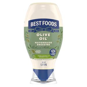 Best Foods Mayonnaise Dressing Olive Oil Mayo Squeeze Condiment for Simple Meals Rich in Omega 3-ALA 20 oz (EXP 04/09/26)
