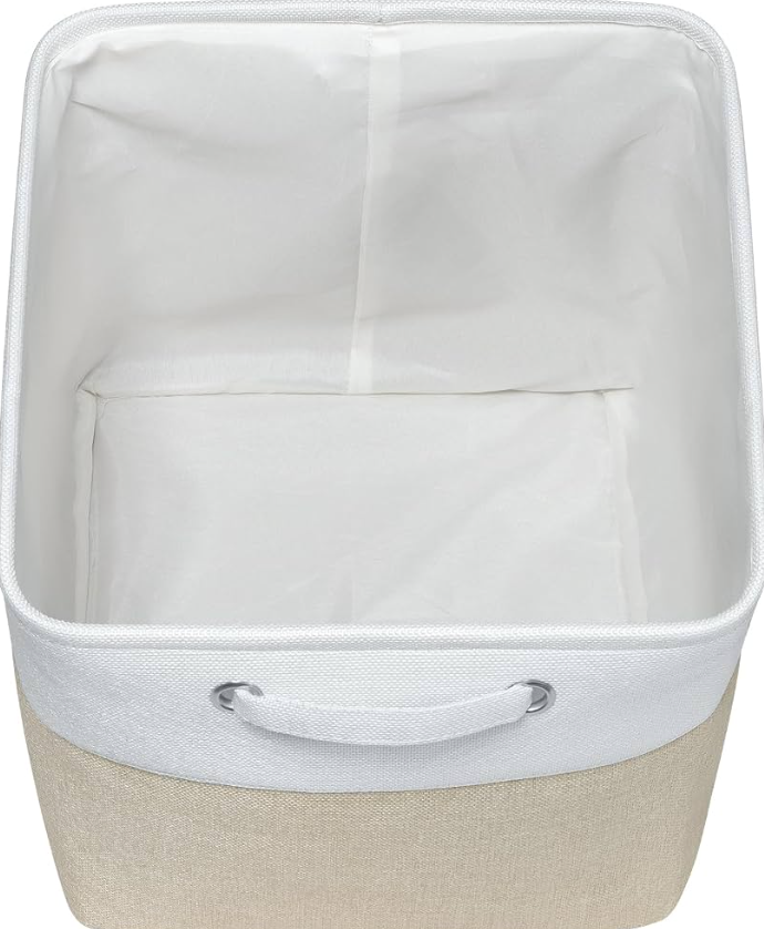Large Cube Storage Bins, 13 x 13 x 13 inch Foldable Fabric Storage Cubes with Hnadles, Large Closet Organizer Basket for Shelves, Clothes, Home, Beige