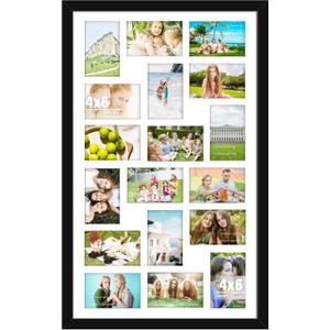DUENPY 18x30 Picture Frame 4x6 Collage Picture Frame Displays Eighteen 4x6 inch Photos Collage Wall Decor Wall Hanging Black, 18x304x6 opening