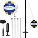 Portable Tetherball Set with 2 Tetherball Ball, Rope and Pole, Heavy Duty Tetherball Pole Set for Family Fun, Portable Outdoor Game Fun for Backyard, Lawn, Sand and Beach