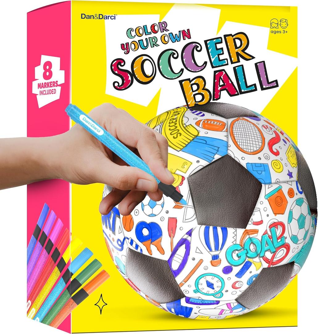 Dan&Darci Soccer Ball Coloring Kit for Kids - Soccer Gifts for Girls & Boys - Sports Gifts - 3 4 5 6 7 8 Year Old Boy Birthday Gift - Craft Kits for Kids Ages 4-8 Year - Boy Toys - Games Accessories