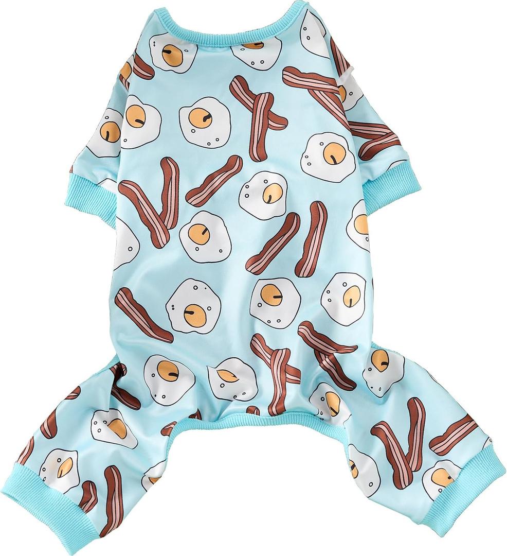 Dog Pajamas Onesie for Small & Medium Dogs - Polyester, Cozy, Wrinkle-Resistant Four-Legged Apparel (Light Blue, Small)