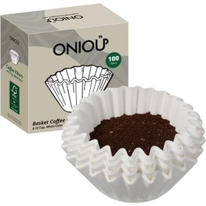 Basket Coffee Filters 8-12 Cup, 100 Count Flat Bottom Paper Filters for Drip Coffee Makers, Compatible with Mr. Coffee, BLACK+DECKER, Cuisinart, White