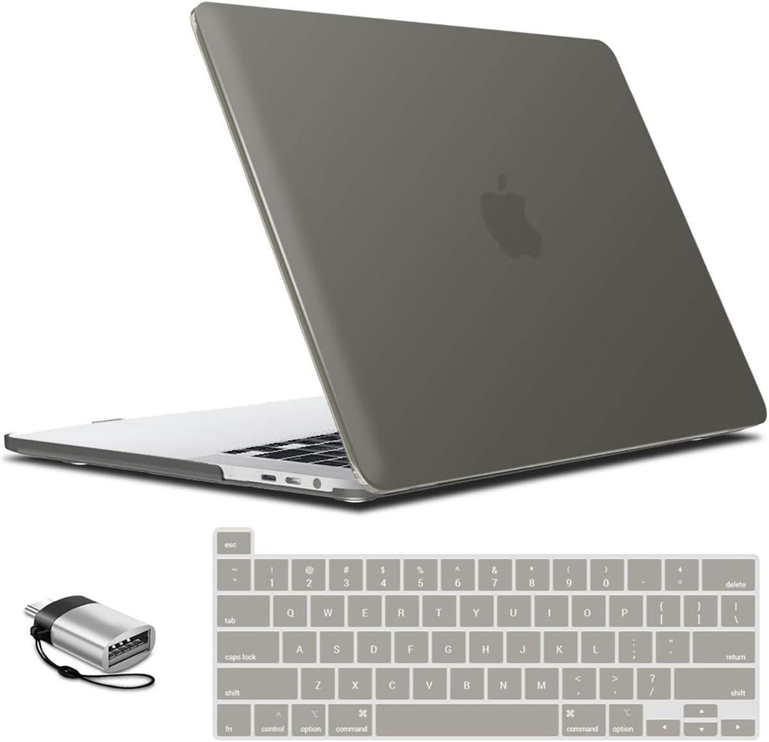 IBENZER Compatible with MacBook Pro 16 Inch Case A2141 Release 2020 2019, Hard Shell Case with Keyboard Cover & Type C Adapter for Old Version Mac Pro 16, Gray,T 16GY+1TC