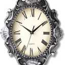 AYRELY 14 Inch Oval Rustic Wall Clock, Wall Clocks Battery Operated, Country Style Silent Non Ticking Clock, Decorative for Kitchen, Home, Living Room, Farmhouse, Bedrooms (Gunmetal Grey)