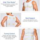 Mens Compression Shirt Workout Tank Tops Slimming Body Shaper Vest Abs Abdomen Undershirts (White, XX-Large)
