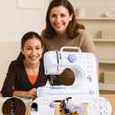 Portable Sewing Machine for Beginners, Mini Electric Sewing Machine with 12 Stitches 2 Speeds Foot Pedal, Dual Power Small Handheld Sewing Machine for Home Travel Easy to Use Blue Maquina de Coser