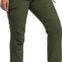 Women's Snow Ski Pants Fleece Lined Waterproof Softshell Insulated Winter Outdoor Hiking Cargo Pants (Green, XXL)
