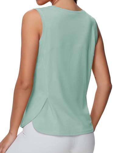 THE GYM PEOPLE Women's Workout Tank Tops Loose Fit Sleeveless Breathable Yoga Shirts with Side Slits, M