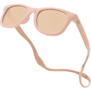 Polarized Baby Sunglasses With Strap - Unbreakable Flexible Infant Sunglasses For Toddlers Newborns 0-24 Months (Peach)