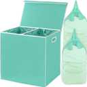 Simple Houseware Double Laundry Hamper with Lid & Removable Bags, Turquoise