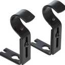 Amazon Basics Adjustable Curtain Rod Wall Bracket Hooks, Set of 2, Black