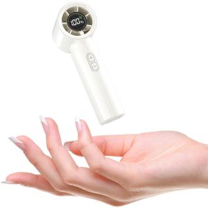 HandFan 4000mAh Portable Handheld Turbo Fan, High Speed Mini Personal Fan, Rechargeable Hand Fans, 100 Speeds Adjustable, Digital Display, Purse Accessories for Travel, Concerts Outdoors(Gloss White), Palm-sized