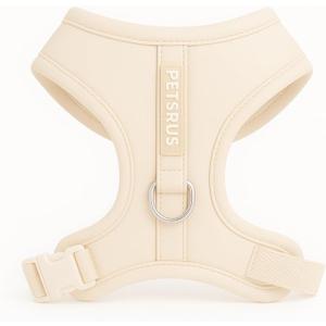 Dog Harness Vanilla Cream Off White Neoprene Leather Design Sport Small Medium Large No Pull Reflective Adjustable Breathable Lightweight Pet (L: Neck=16.5-22''/Chest=22.4-32.7'')