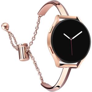 CrocSee Stainless Steel Band Compatible with Samsung Galaxy Watch 7 6 5 4 40mm 44mm/Watch 6 Classic 43mm 47mm/Watch 4 Classic 42mm 46mm/Watch 5 Pro 45mm, Slim Minimalism Bangle Bracelet for Women (Rose Gold)