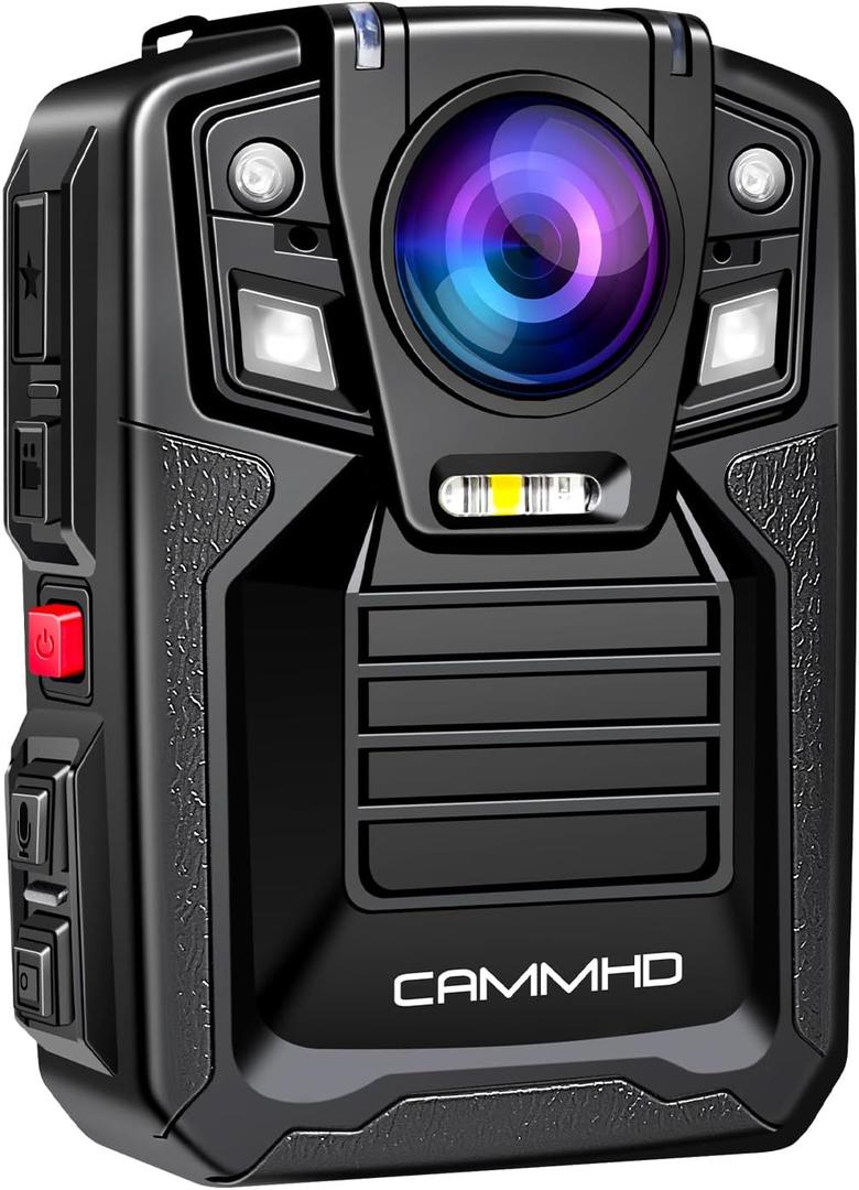 CAMMHD V8-512GB 4K Body Camera with Audio and Video Recording, 2160P Body Cam Two Battery 4400mAh Work 14H, H.265 Video Recorder, IP68 Waterproof, Night Vision Police Body Camera with Charging Dock