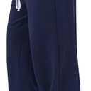 SOFIA'S CHOICE Women's Low Waisted Drawstring Sweatpants Color Block Long Pants with Pockets Blue-GD3 X-Large (Blue, XL)