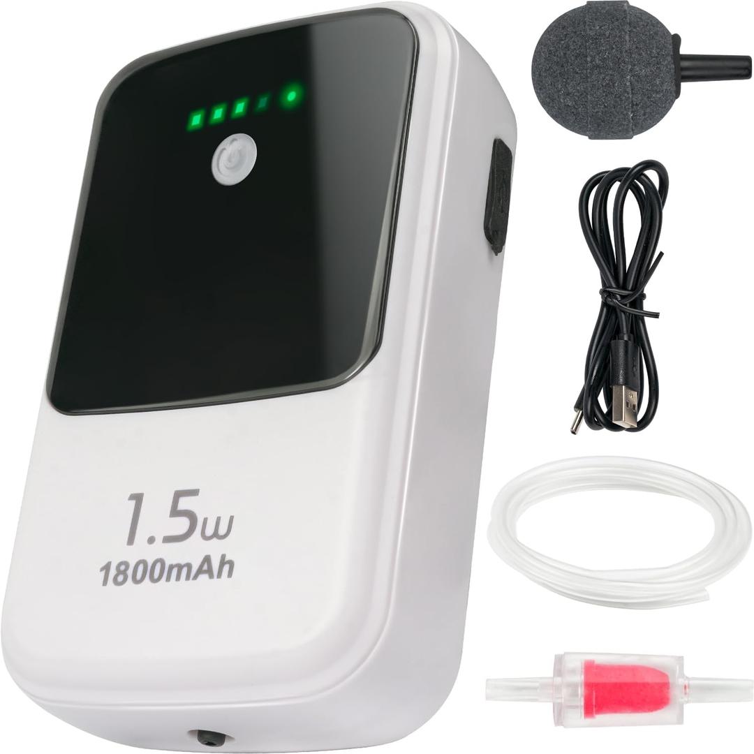 Ghosthorn Silent Rechargeable Aerator for Fish, Large Capacity Aquarium Air Pump with Universal Clip for Most Bait Buckets Dual Operating Mode