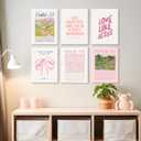 Pink Christian Wall Art Bible Verse Canvas Poster Floral Wall Decor Religious Pictures Girls Room Prints Scripture Poster Bundle Bow Artwork Trendy Preppy Painting for Bedroom 8x10 Inch Ready to Hang