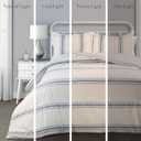Lush Decor Farmhouse Stripe Reversible Cotton Comforter Set, 3 Piece Set, Full/ Queen, Blue - Cozy Frmhouse Bedding Set - Rustic Decor - Striped Comforter - Modern Farmhose Bedroom Decor