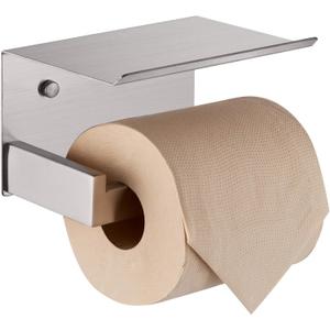 KOKOSIRI Toilet Paper Roll Holder Brushed Nickel Toilet Paper Holder with Shelf Stainless Steel Bathroom Dispenser Wall Mounted, B2010BR