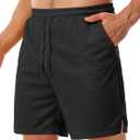 Aolesy Men's Basketball Shorts 7"/9" Athletic Gym Shorts with Zipper Pockets Lightweigh Quick Dry Mesh Workout Shorts (Black, L)