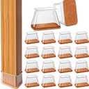 28Pcs Chair Leg Floor Protectors Rectangle for Hardwood Floors Silicone Caps Covers Felt Furniture Pads Clear Chair Sliders, Protect The Floor from Scratches(Fit:L 1.12"-1.5",W 0.75"-1")