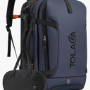 Tolaccea Travel Laptop Backpack, TSA Friendly Flight Approved Carry-on Business Rucksack Work Backpack with Extra Toiletry Bag, Dual Storage for 17.3" Laptop and 12.9" Tablet, 40-45L Expandable