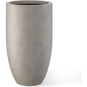 Kante 24 Inch Tall Round Concrete Planter, Large Indoor Outdoor Plant Pots with Drainage Hole and Rubber Plug, Modern Decorative Garden Pots for Home Patio Porch, Weathered Concrete