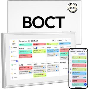 BOCT 21.5'' Digital Calendar Wall - 64GB Memory Touch Screen Chore Chart Smart Calendar, Digital Planner, Auto-Sync, APP Control, Interactive Family Schedules, Gift for Mother