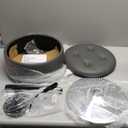 GREENSTELL Vanity Stool with Storage, 19" to 23" Height Adjustable PU Leather Vanity Chair, 360° Swivel Makeup Stool with Removeable Tray, Modern Ottoman for Bedroom Bathroom, Grey