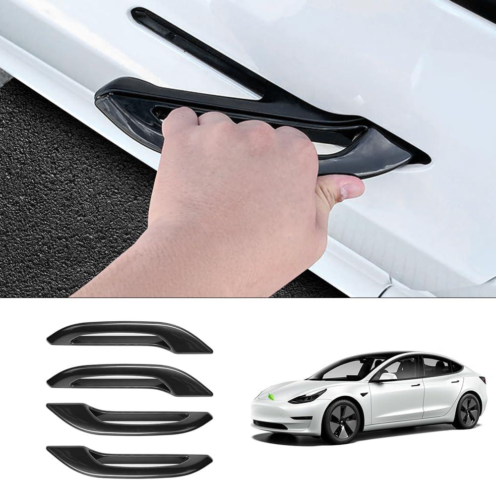 Shademax 4PCS Door Handle Protector for 2020-2024 2025 Tesla Model Y/ 2026 Model Y Juniper/ 2021-2025 2026 Model 3 Handle Cover Wrap Door Sill Protector Covers Accessories Anti-Freeze Glossy Black