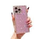 Owncase for iPhone 13 Pro Case Glitter, Crystal Diamonds Shiny Bling Sparkly Electroplated Edge Shockproof Soft TPU Bumper Phone Case for Women Girls, Pink