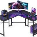 Casaottima L Shaped Gaming Desk, Corner Desk Gaming Table for Home Office, Computer Desk Sturdy Writing Workstation for Small Space, Easy to Assemble, 51 inch, Carbon Fiber Surface, Black