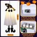 Set of 3 Halloween Hanging Ghosts, Halloween Decorations Witch Hat Lights, Outdoor Glowing Ghost for Yard Patio Garden Tree