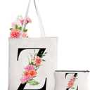 Letter Initial Canvas Tote Bag Personalized Present Bag Gift for Mother's Day Bridesmaids Bride Birthday Wedding